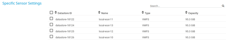 Specific Sensor Settings